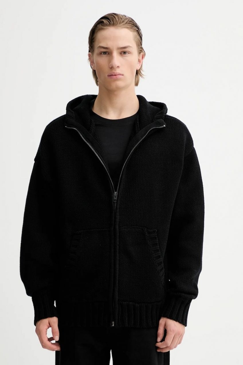 Bavlnený kardigán G-Star Heavy full zip hdd čierna farba, D27113-D631,