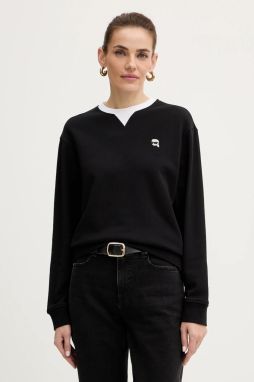 Bavlnená mikina Karl Lagerfeld IKON čierna farba, s nášivkou, B1W20027