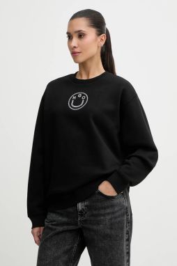 Bavlnená mikina Hugo Blue Classic Crew_B_2 čierna farba, s potlačou, 50555795