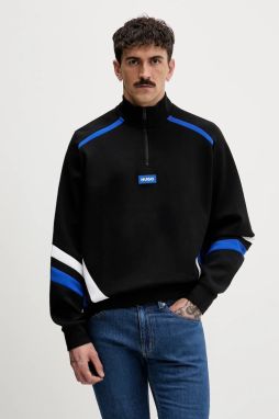 Mikina Hugo Blue Naloneck čierna farba, vzorovaná, 50553141