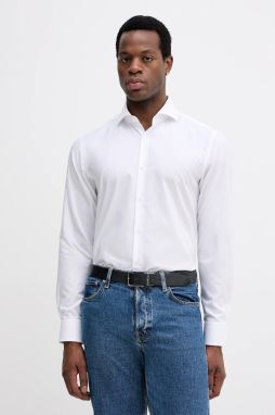 Bavlnená košeľa BOSS H-HANK-SP-B1-C1-261 biela farba, slim, s talianskym golierom, 50555995