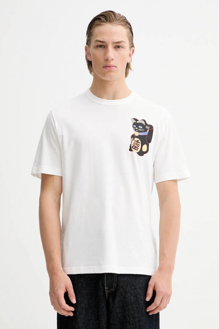 Bavlnené tričko PS Paul Smith pánske, biela farba, s potlačou, M2R-220X-VP5585