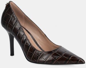 Kožené lodičky Guess PRINDY hnedá farba, FLFPRN LEP08