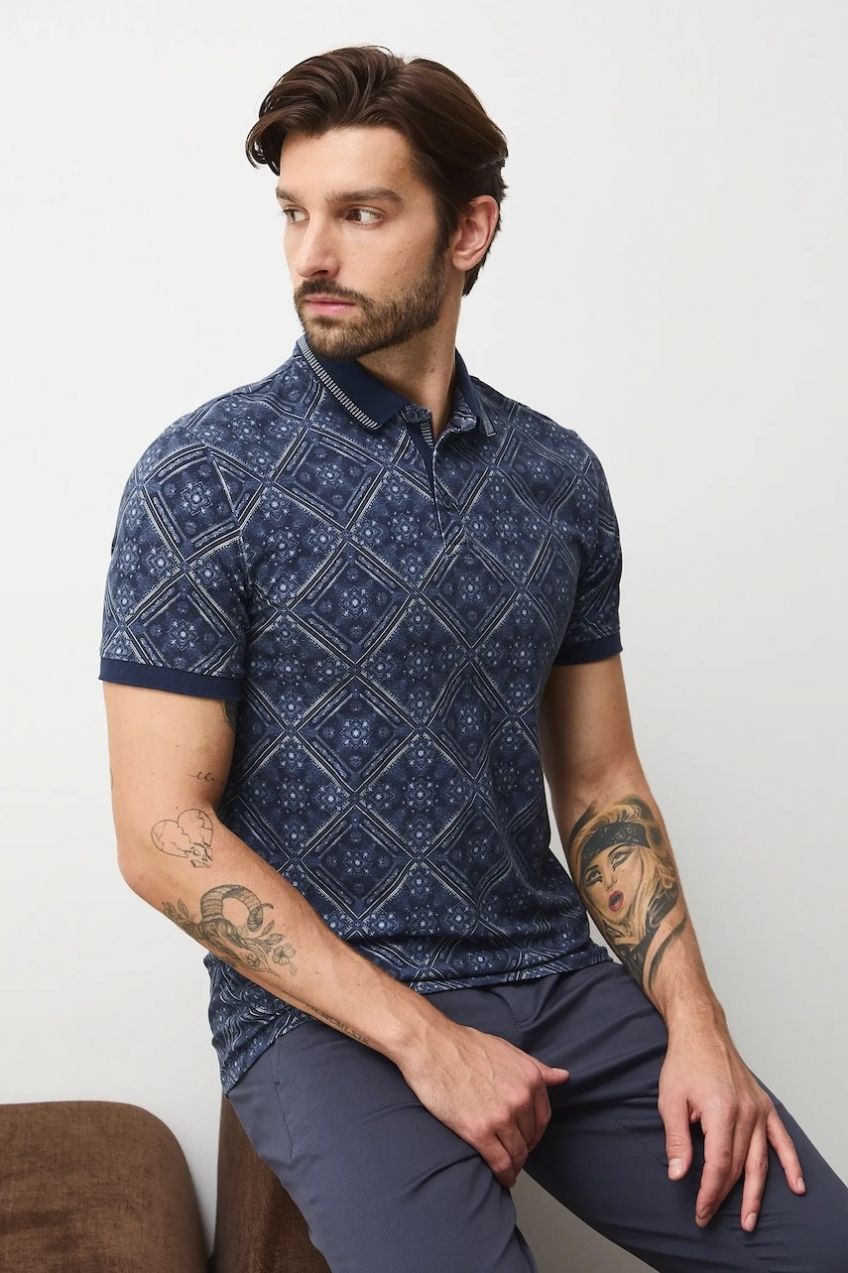 Bavlnené polo tričko Medicine tmavomodrá farba, vzorovaná