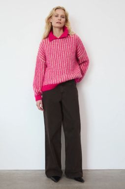 Sveter Medicine ružová farba, teplé, s polorolákom
