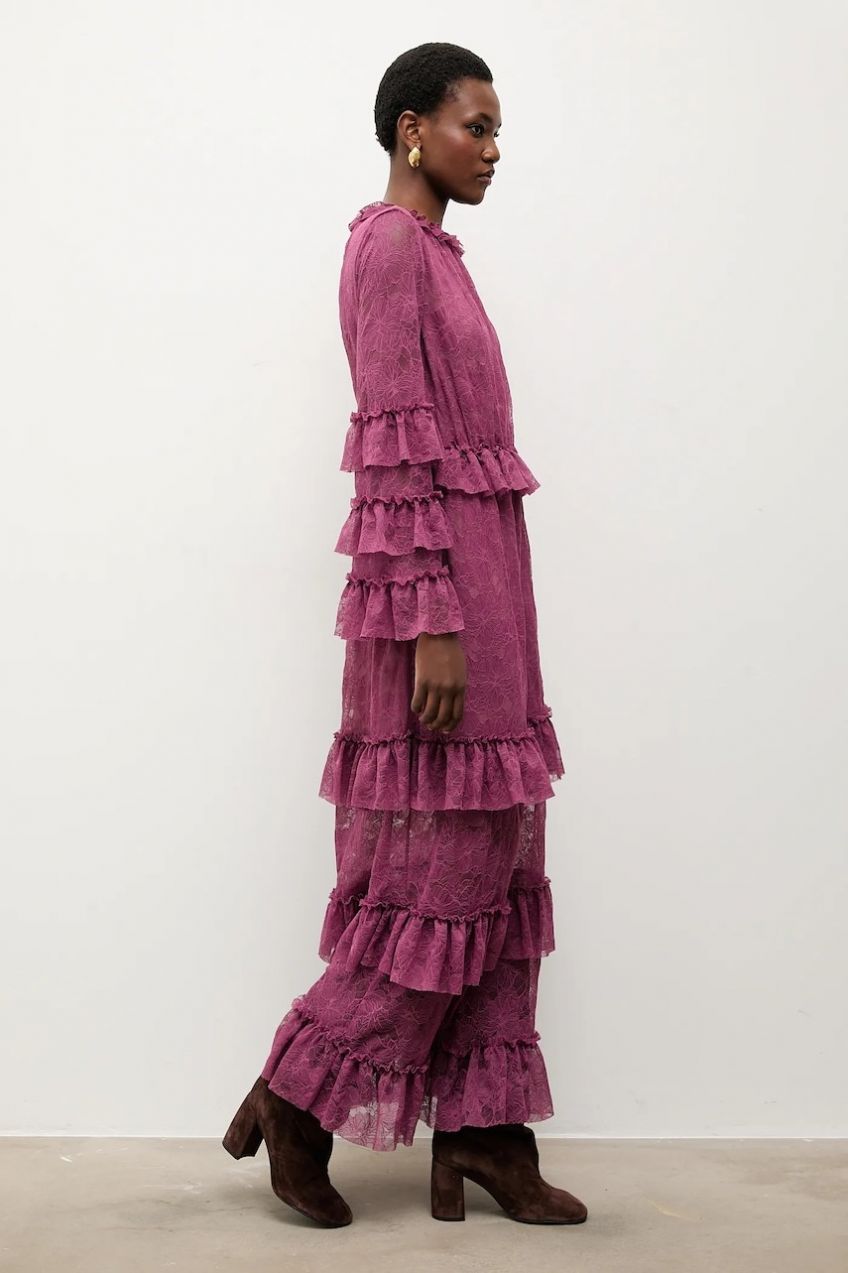 Šaty Answear.LAB bordová farba, maxi, áčkový strih