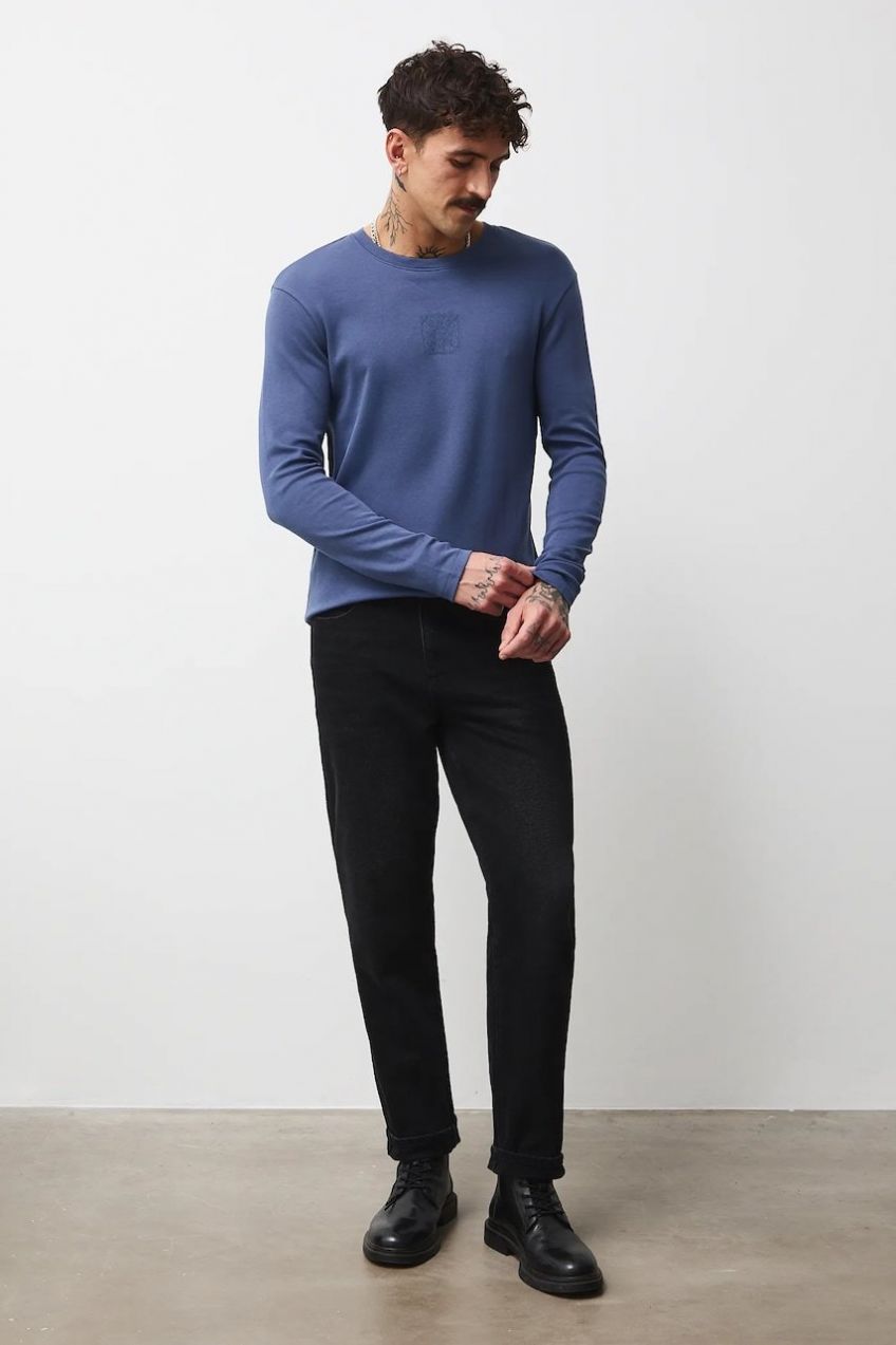 Tričko s dlhým rukávom Medicine tmavomodrá farba, s potlačou