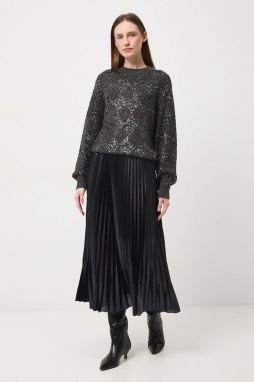 Sukňa Medicine tmavomodrá farba, midi, áčkový strih