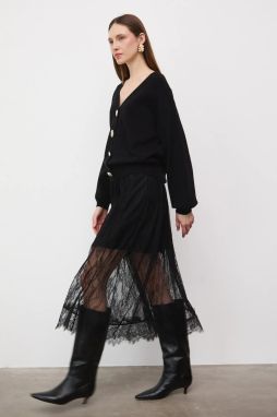 Sukňa Medicine čierna farba, maxi, áčkový strih