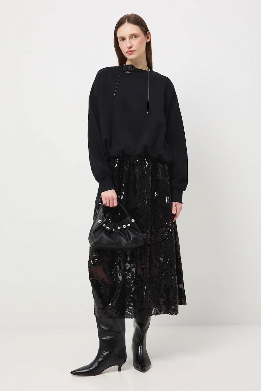 Sukňa Medicine čierna farba, maxi, áčkový strih