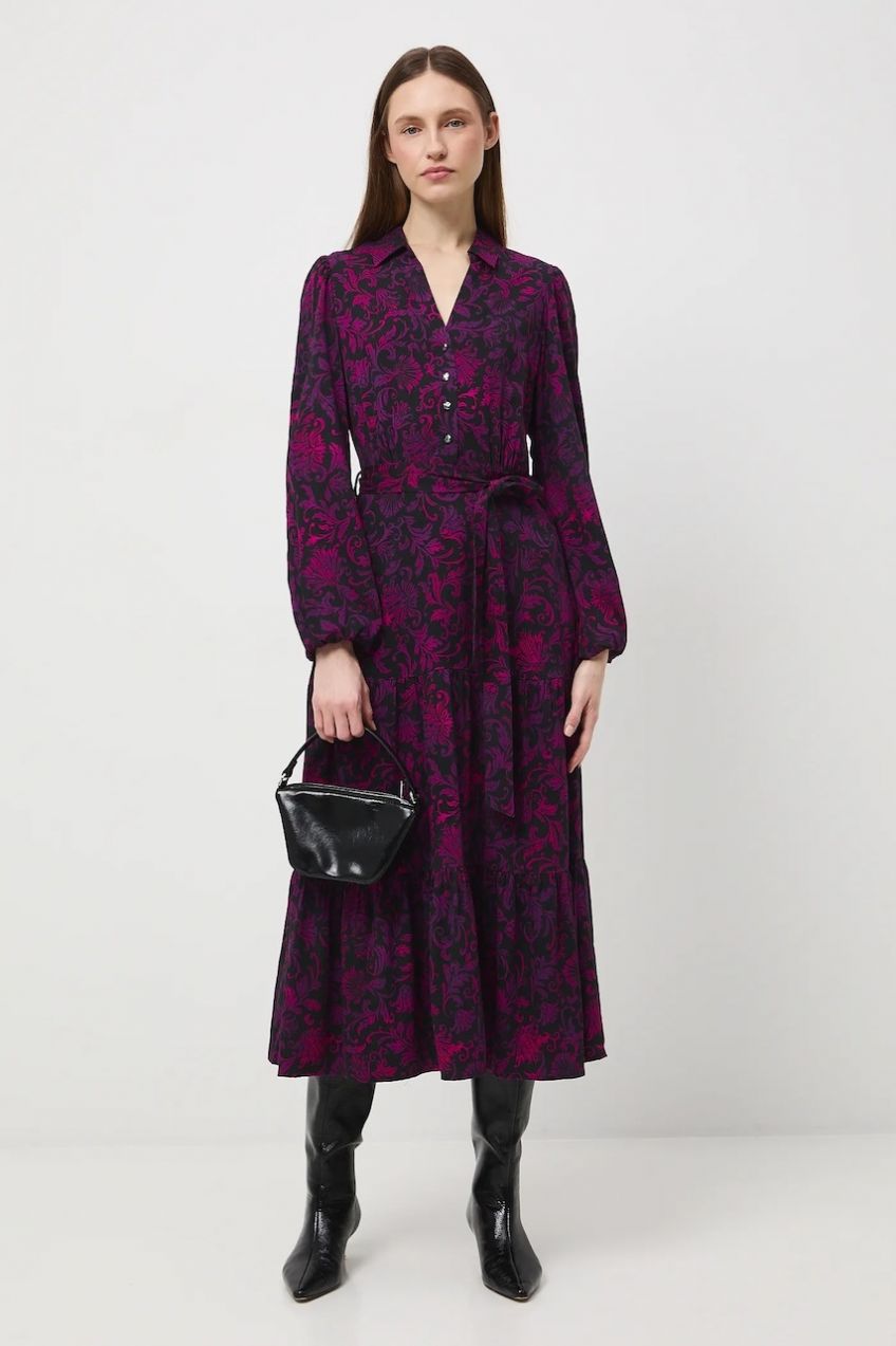 Šaty Medicine čierna farba, midi, áčkový strih