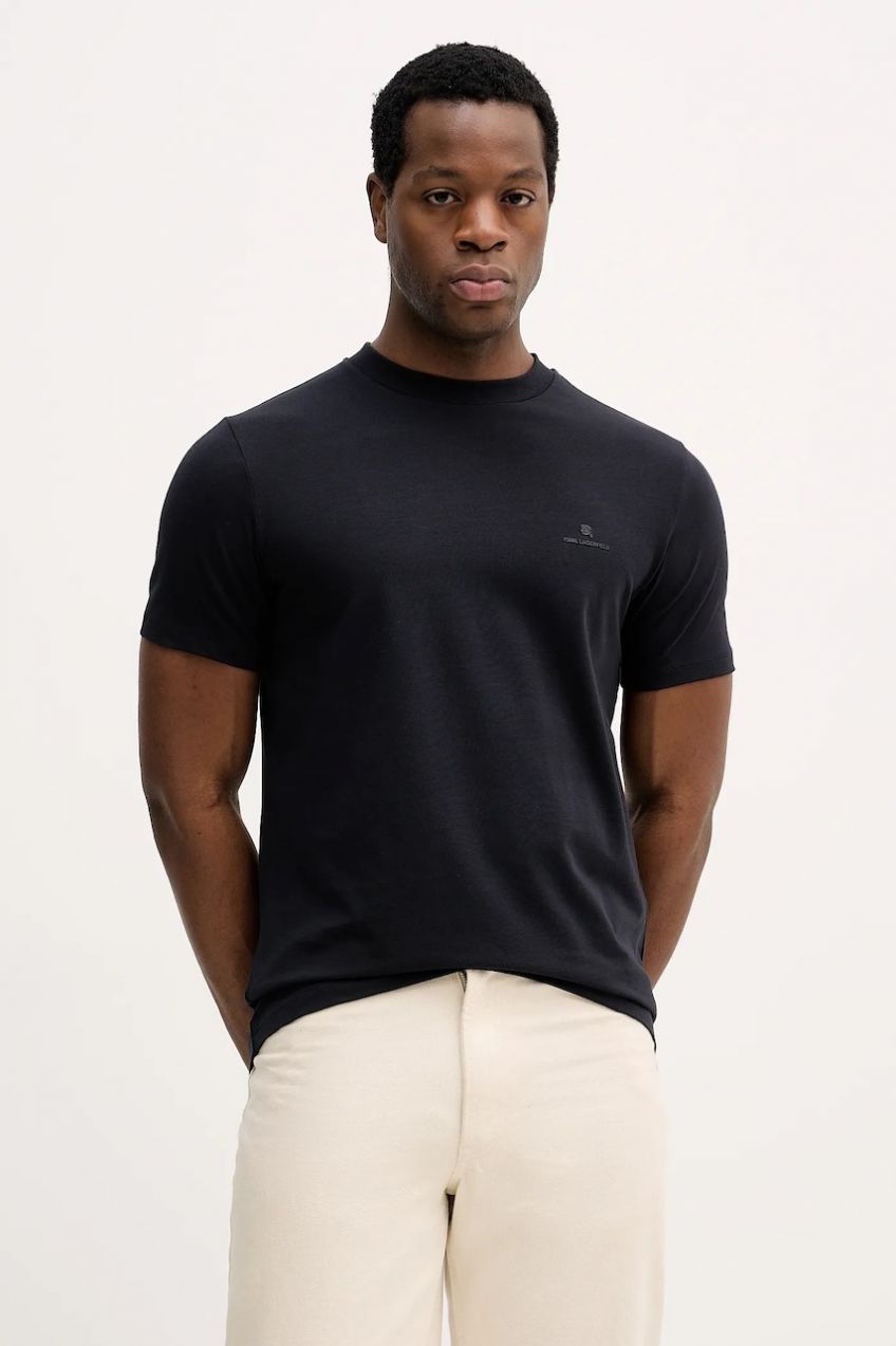 Tričko Karl Lagerfeld pánske, tmavomodrá farba, jednofarebné, 561221.755054