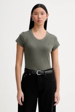 Bavlnené tričko G-Star Overdyed eyben slim 2.0 dámske, zelená farba, D24533-B059,