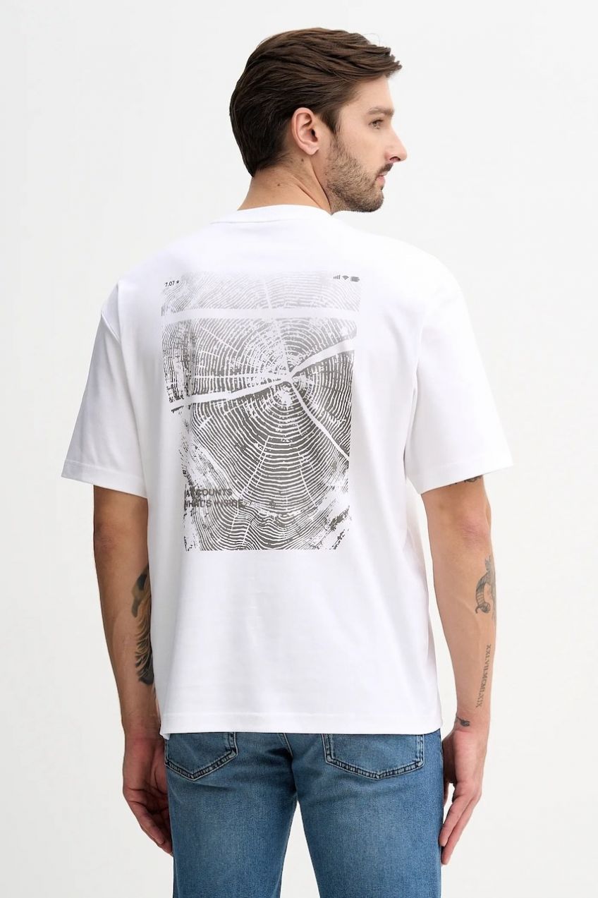 Bavlnené tričko BOSS Orange Te_Citylights pánske, biela farba, s potlačou, 50556032