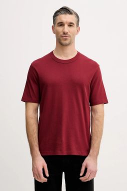 Bavlnené tričko Sisley pánske, bordová farba, jednofarebné, 3YNVS104Q