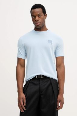 Tričko Karl Lagerfeld pánske, modrá farba, s nášivkou, 561235.755023