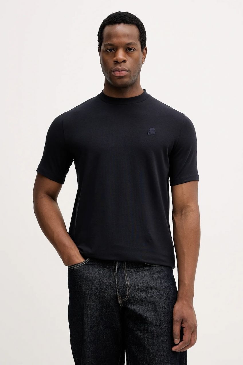 Tričko Karl Lagerfeld pánske, tmavomodrá farba, s nášivkou, 561221.755750