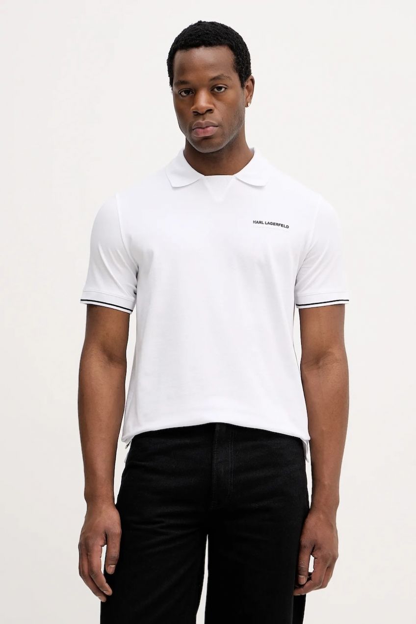 Polo tričko Karl Lagerfeld pánske, biela farba, jednofarebné, 561235.745023