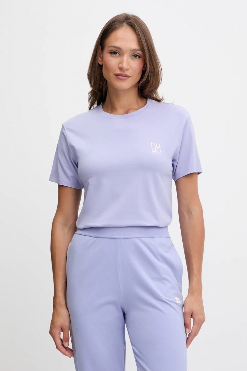 Tričko HUGO CASUAL T-SHIRT dámske, fialová farba, 50556981