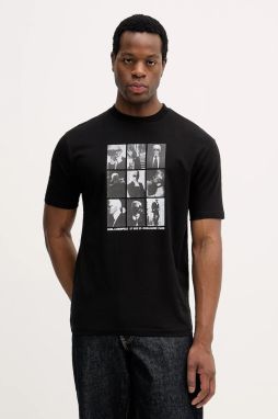 Bavlnené tričko Karl Lagerfeld pánske, čierna farba, s potlačou, 561225.755149