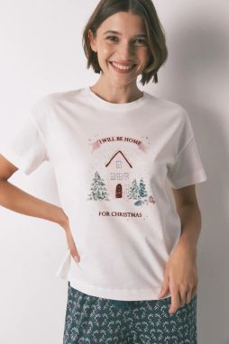 Bavlnené pyžamové tričko women'secret béžová farba, bavlnené, 3272327