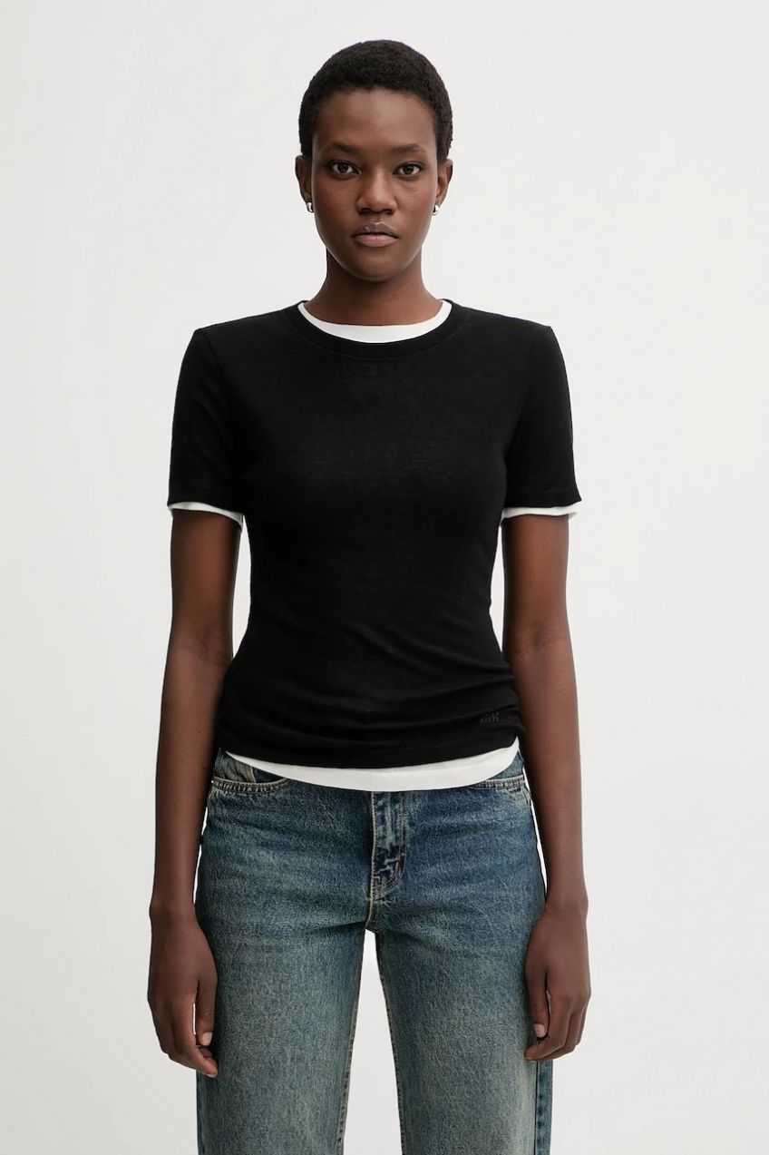 Tričko s prímesou vlny Miss Sixty 2-pak čierna farba, 6S3SJ35400