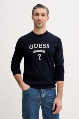 Sveter s prímesou hodvábu Guess HAMMOND tmavomodrá farba, M5YR00 Z0122