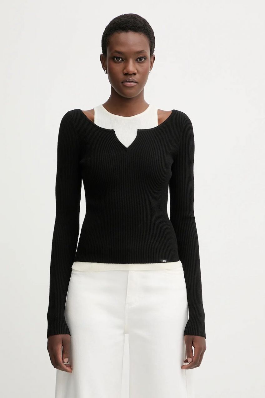 Sveter s prímesou vlny Miss Sixty čierna farba, ľahký, 6S3RJ33800