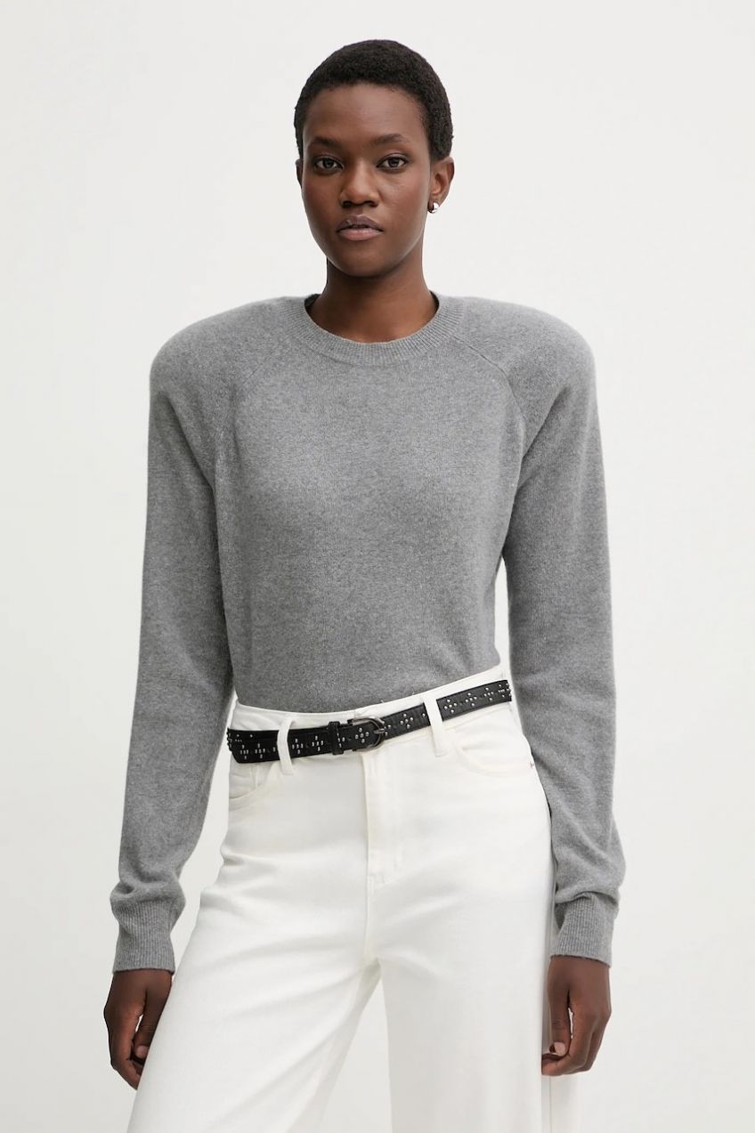 Vlnený sveter La Mania ELLA šedá farba, ľahký, ELLA