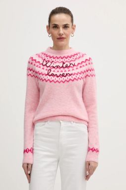 Sveter s prímesou vlny a alpaky MC2 Saint Barth ružová farba, QUE0031