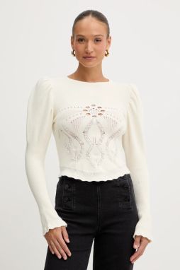 Sveter s prímesou vlny Twinset béžová farba, 252TS3380