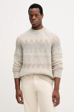 Sveter s prímesou vlny BOSS Orange Karombo béžová farba, 50548686