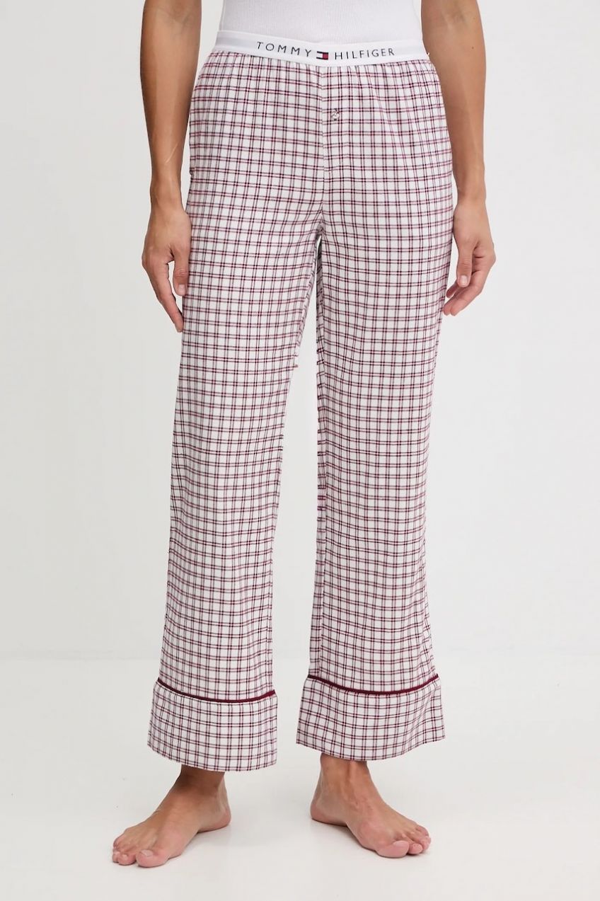 Pyžamové nohavice Tommy Hilfiger bordová farba, UW0UW06149
