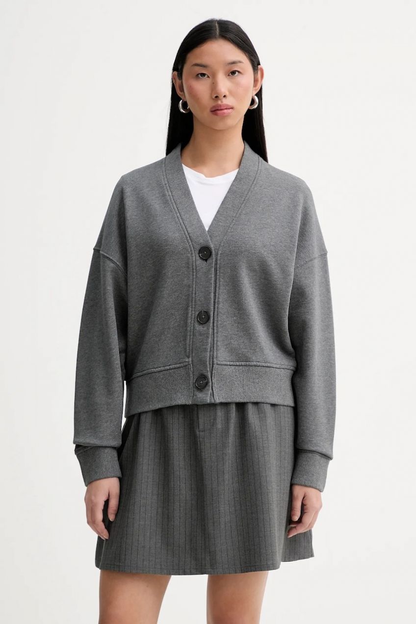 Bavlnený kardigán Marc O'Polo šedá farba, 600407357025