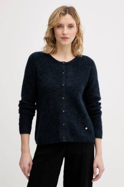 Kardigán s prímesov alpaky Mos Mosh Almine tmavomodrá farba, ľahký, 158680