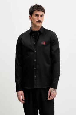 Košeľa HUGO Emero čierna farba, regular, s klasickým golierom, 50555786