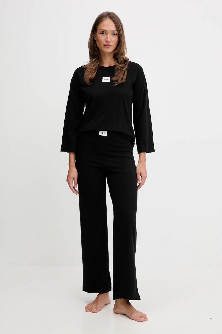Bavlnené pyžamo Fila čierna farba, bavlnené, FPW4218