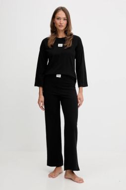 Bavlnené pyžamo Fila čierna farba, bavlnené, FPW4218