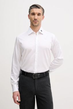 Košeľa Karl Lagerfeld biela farba, regular, s talianskym golierom, 561602.605041