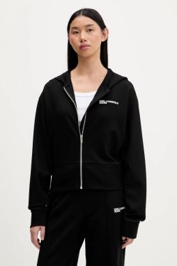 Mikina Karl Lagerfeld Jeans čierna farba, s kapucňou, jednofarebná, B1W20062