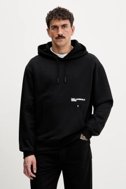 Bavlnená mikina Karl Lagerfeld Jeans čierna farba, s kapucňou, B1M20058