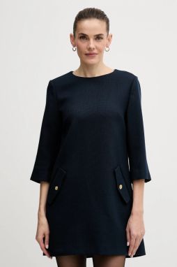 Šaty Tommy Hilfiger tmavomodrá farba, mini, áčkový strih, WW0WW47800