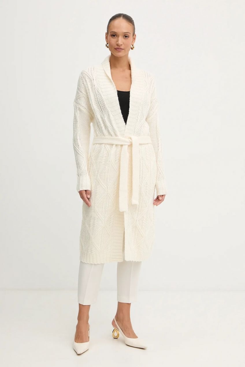 Kardigan s prímesou vlny Guess NATHALIE béžová farba, W5BR76 Z4152