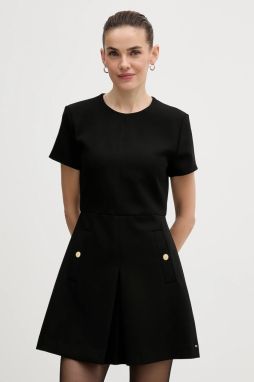 Šaty Tommy Hilfiger čierna farba, mini, áčkový strih, WW0WW47970