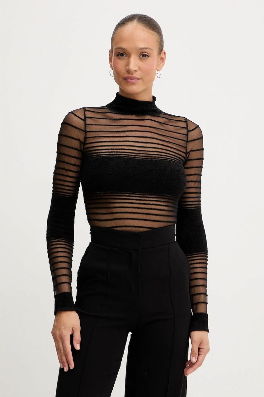 Blúzka Retrofete Katrine čierna farba, vzorovaná, R-FW25-12072-12