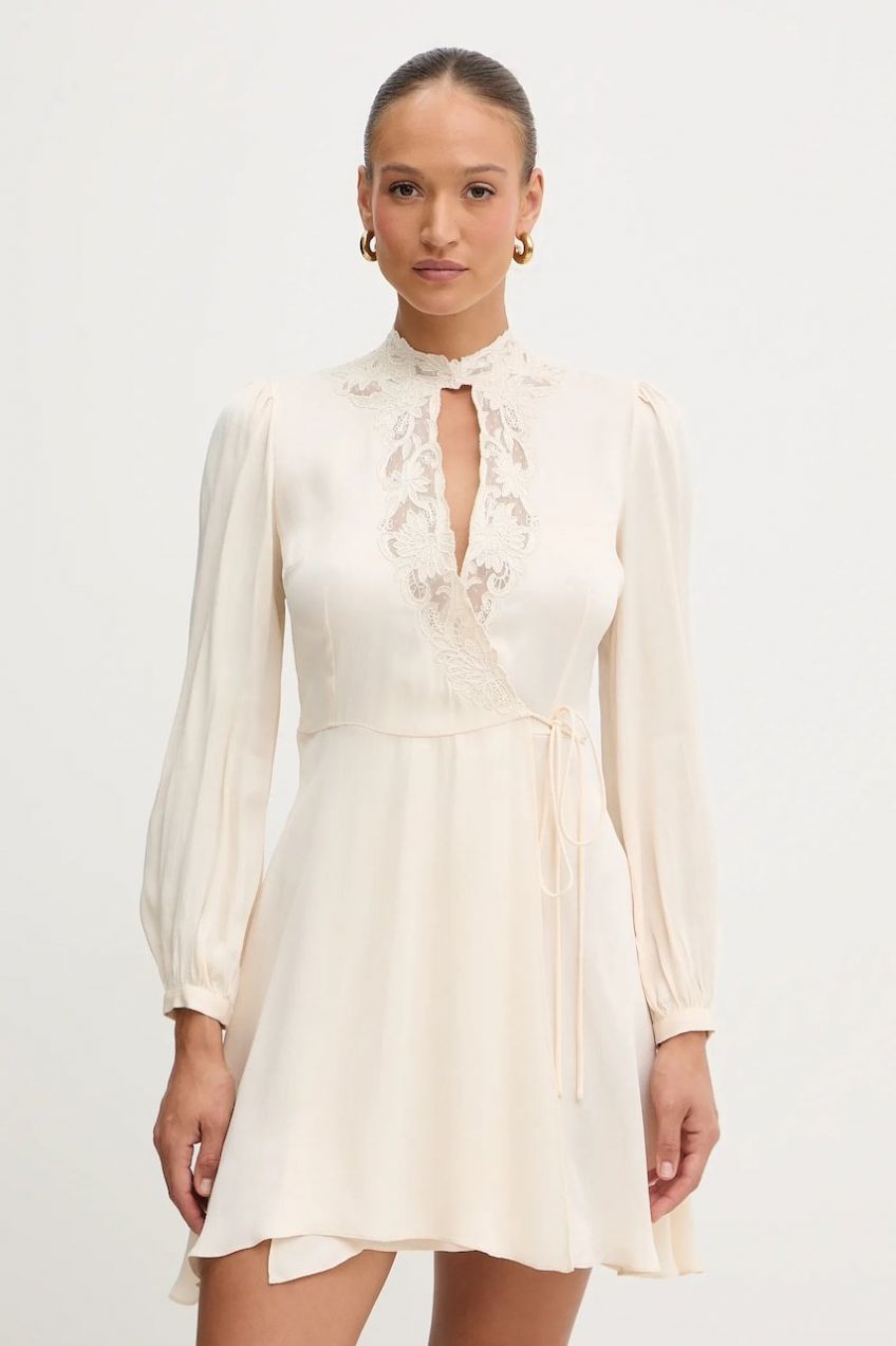 Šaty Twinset béžová farba, mini, áčkový strih, 252TT2245