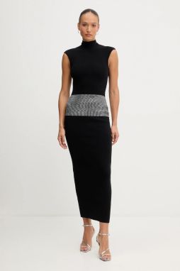 Šaty s prímesou kašmíru Retrofete Leontine čierna farba, maxi, priliehavé, R-FW25-11784-17