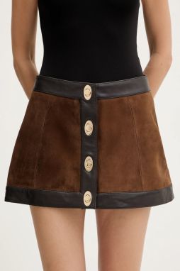 Semišová sukňa Retrofete Lisbeth hnedá farba, mini, rovný strih, R-FW25-12094-16