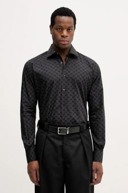 Bavlnená košeľa Karl Lagerfeld čierna farba, regular, s klasickým golierom, 561666.605000