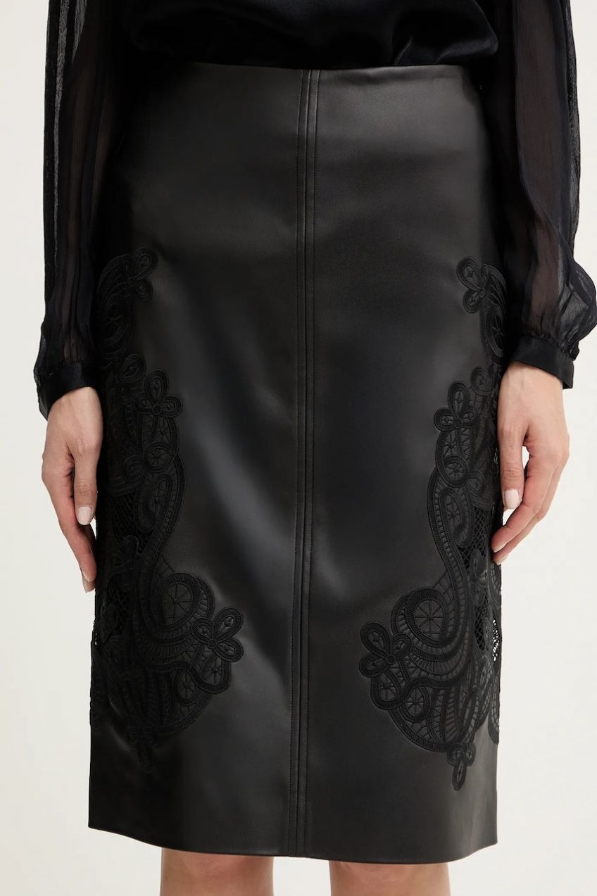 Sukňa Twinset čierna farba, midi, rovný strih, 252TT2011